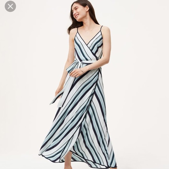 striped wrap maxi dress